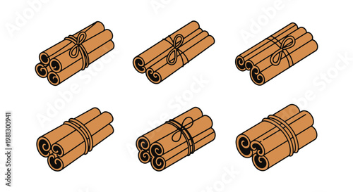Cinnamon Stick Bundle Line art simple abstract graphic vector