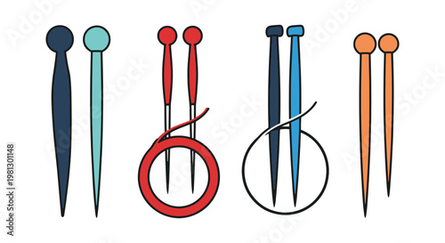 Circular Knitting Needles Line clean abstract colorful shapes
