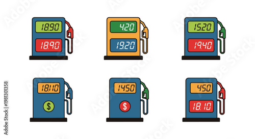 Fuel Pricing Display Line art simple shapes vector