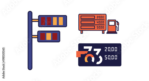 Fuel Price Board Line art abstract minimal pattern illustration