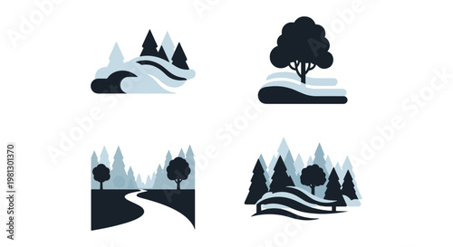 Foggy Forest Line art vector clean abstract minimal illustration
