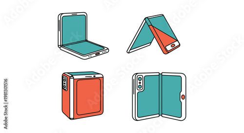 Foldable Phones Line art abstract pattern design vector