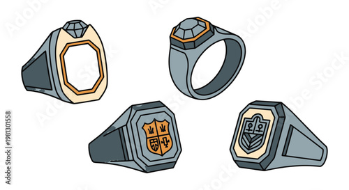 Class ring Line art vector minimal shapes illustration