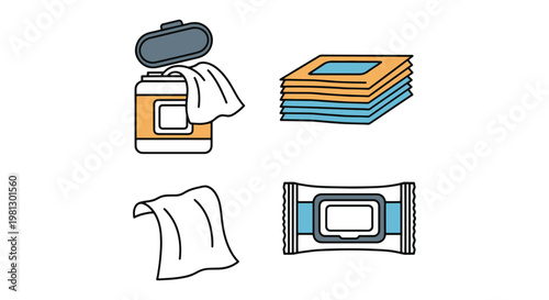 Disinfectant Wipes Line art simple shapes illustration