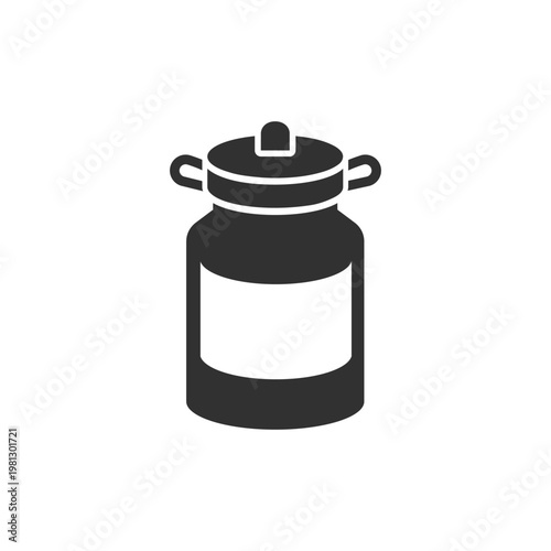 Milk can icon. Dairy product and farm production. Monochrome black and white symbol