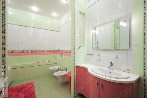 Sink and toilet bowl in the bathroom