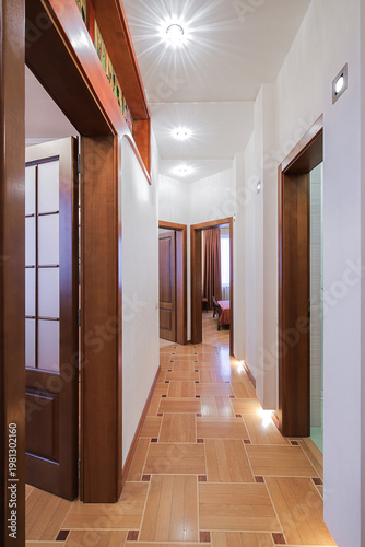 Interior doors in hallway in the apartment