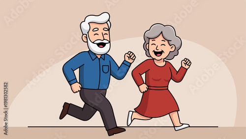Healthy senior couple exercising