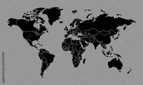 Global Connectivity Concept World Map with Country Borders on Blue Background for Modern Tech and Networking