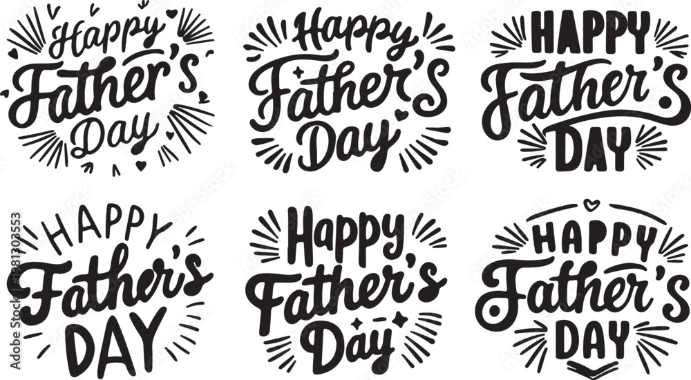 Fototapeta premium Elegant Black Typography Collection for Happy Father’s Day Designs