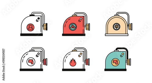 Fumigation Chamber Line art minimal color shapes vector