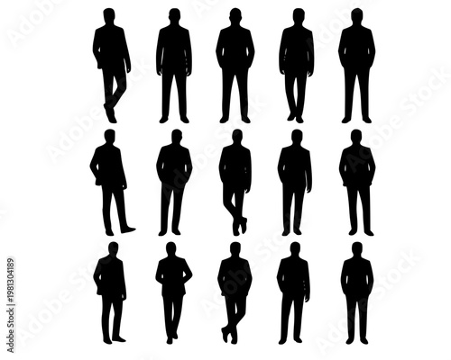 Foto Collection of Professional Businessman Silhouettes, Confident Male Leaders in Su