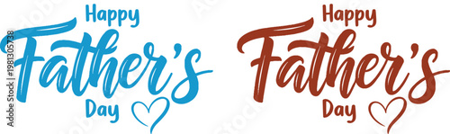 Colorful 'happy father's day' typography with heart accents