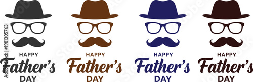 Father's day collection hats glasses and mustaches for celebratory designs
