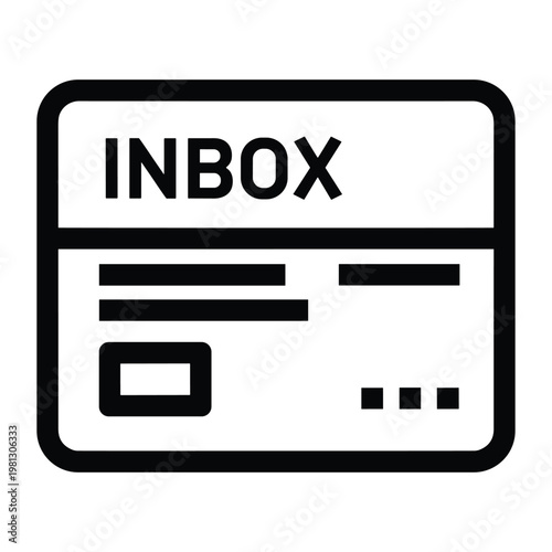 Inbox interface display showing new messages line icon