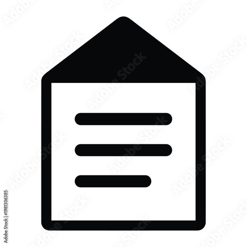 Open mail envelope with document lines vector icon