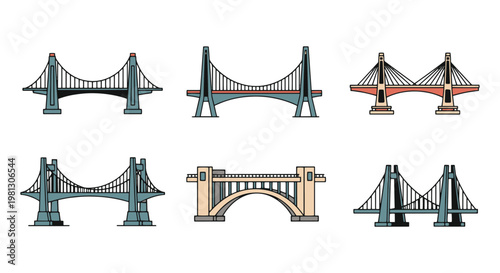 Futuristic Bridges Line art abstract minimal illustration vector