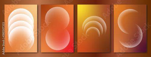 Abstract gradient art four panels of warm color transitions