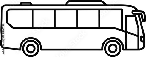 City bus side view icon in line style, public transport vehicle vector illustration, urban transportation symbol isolated