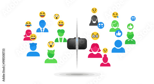 Social media online communication people emoticons