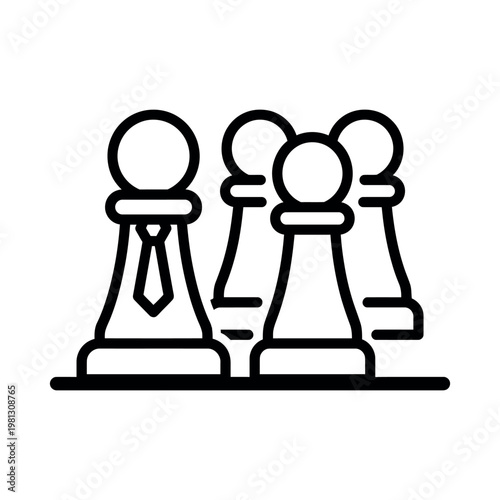 Chess pawn with necktie representing business leadership and professional management roles.