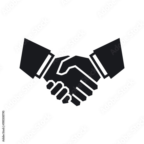 Handshake icon vector symbol agreement partnership business people shaking hands flat.