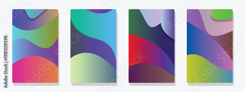 Abstract wavy fluid gradient backgrounds with vibrant color transitions, perfect for modern digital designs and creative presentations, creating an eye-catching visual appeal