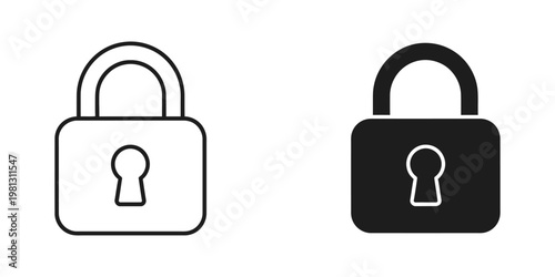 Contrast between an open and a closed padlock symbol illustration