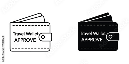 Approval icons featuring travel wallets with the word approve