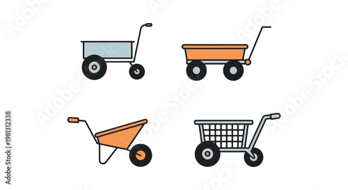 Garden Cart Line art vector creative abstract clean shapes