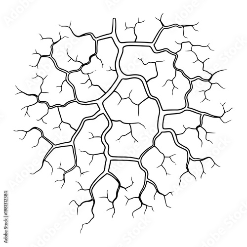 Cracked dry earth ground pattern one line drawing drought climate change concept parched soil continuous line art minimalist vector