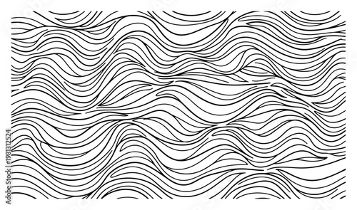 Abstract wavy lines pattern texture one line drawing continuous line art organic flow or hair movement minimalist vector background
