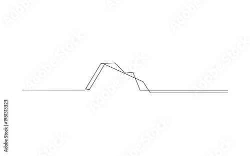 "Modern Minimal Form". Minimalistic one-line drawing clean structured composition with sharp angles and smooth transitions, continuous single black line on
