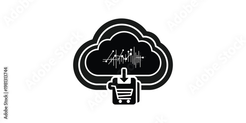 Cloud computing with analytics and e-commerce integration symbol