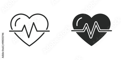Heartbeat symbols depicted in contrasting line and filled styles