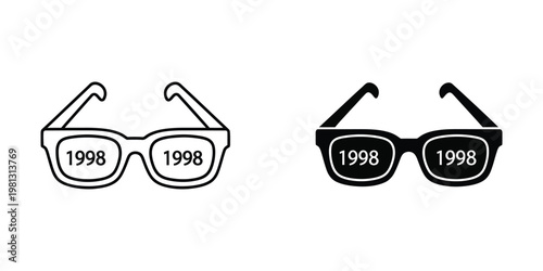 Comparative illustration of two distinct styles of glasses both labeled with the year 1998