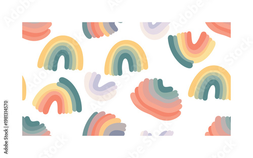 Rainbow gradient abstract, seamless pattern, repeating pattern, surface design, textile print, soft color palette, modern illustration, no shadows, flat