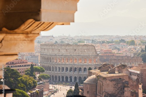 Photography The skyline of Rome and Colosseum in Rome, Italy