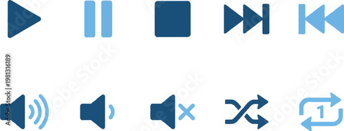 A collection of media player control icons