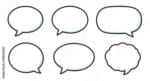 blank speech bubbles, chat bubble set, comic dialogue balloons, conversation bubble icons, text message bubbles, communication design elements, speech balloon collection, empty chat icons, cartoon spe
