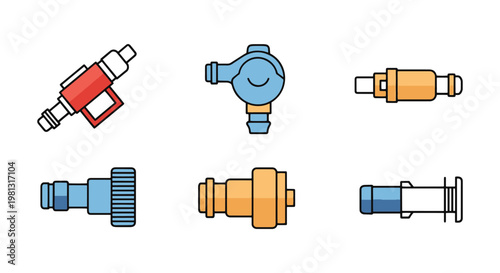 Gas hose connector Line art clean abstract simple vector
