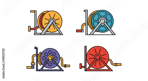 Gas hose reel Line art vector modern abstract