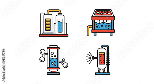 Gas absorption unit Line art clean abstract color pattern