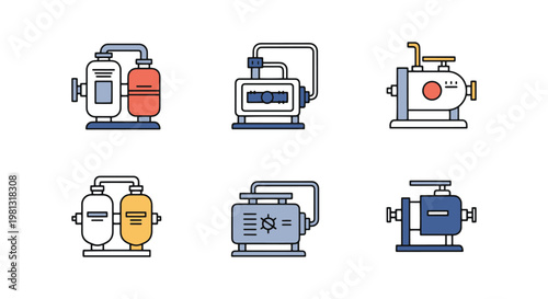 Gas mixing system Line art minimal pattern abstract vector