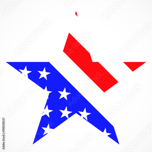 USA flag in star shape. American star. Happy America day background. Vector illustration