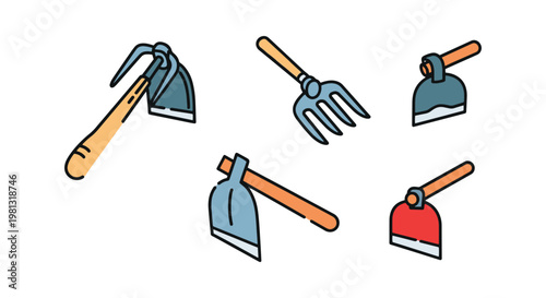 Garden Hoe Cultivator Line art minimal abstract design illustration