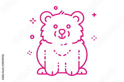 Whimsical Simple Line Art Cartoon Illustration of a Fluffy Puffball Mushroom, Woodland Fungi.