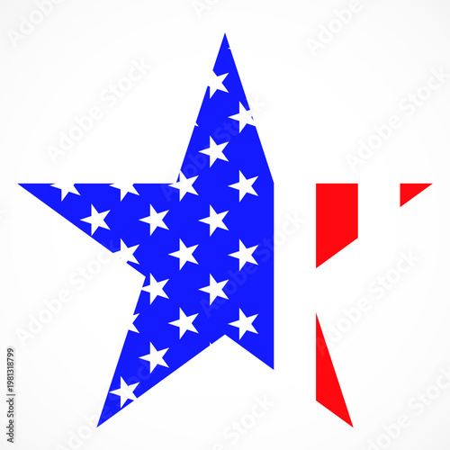 USA flag in star shape. American star. Happy America day background. Vector illustration