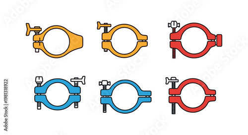 Gas pipe clamp Line art vector abstract modern illustration