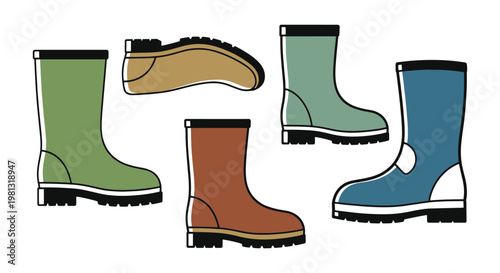 Garden Boots Line art vector abstract simple shapes